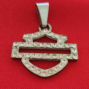 H-D Large white stone bar/shield pendant